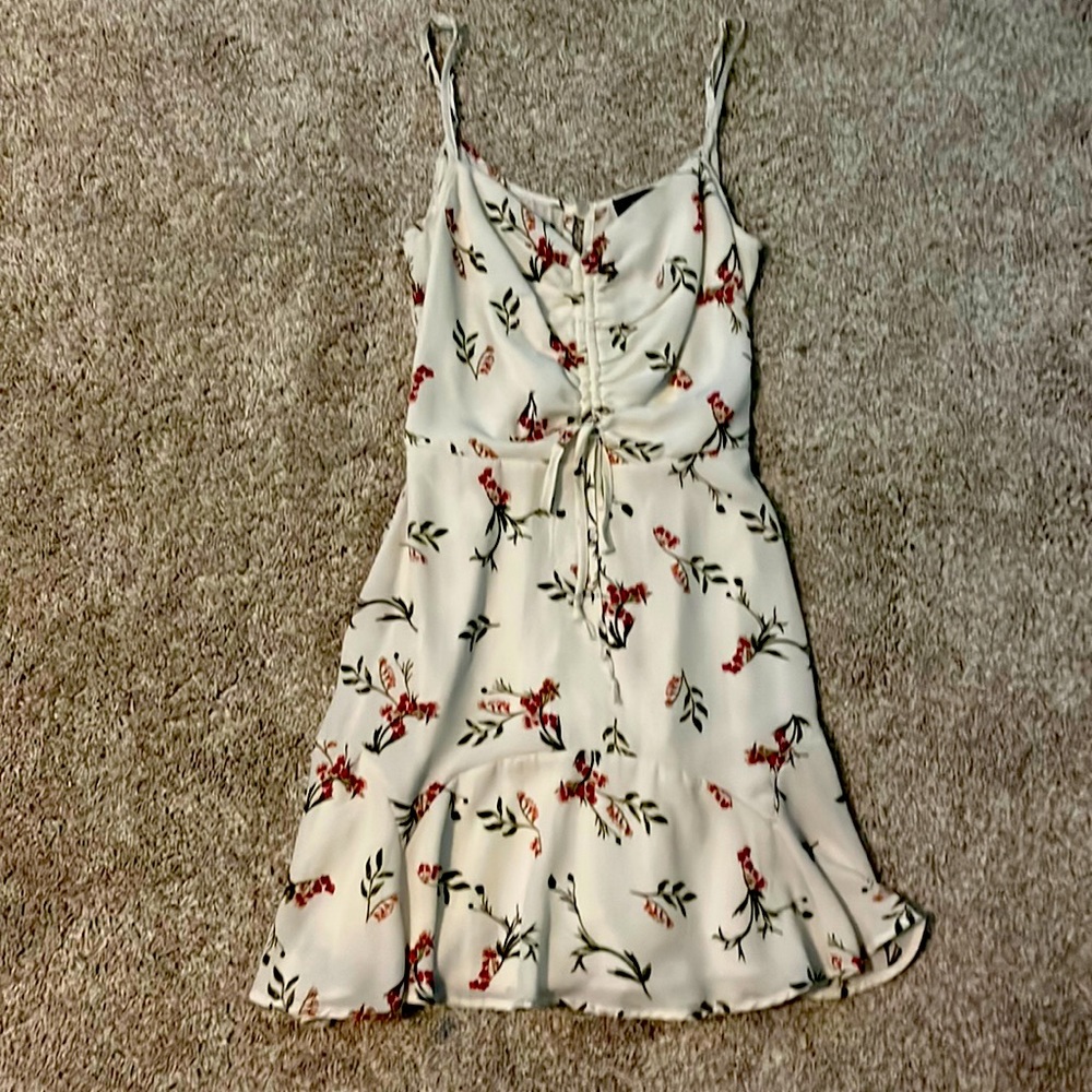 White dress with red flowers